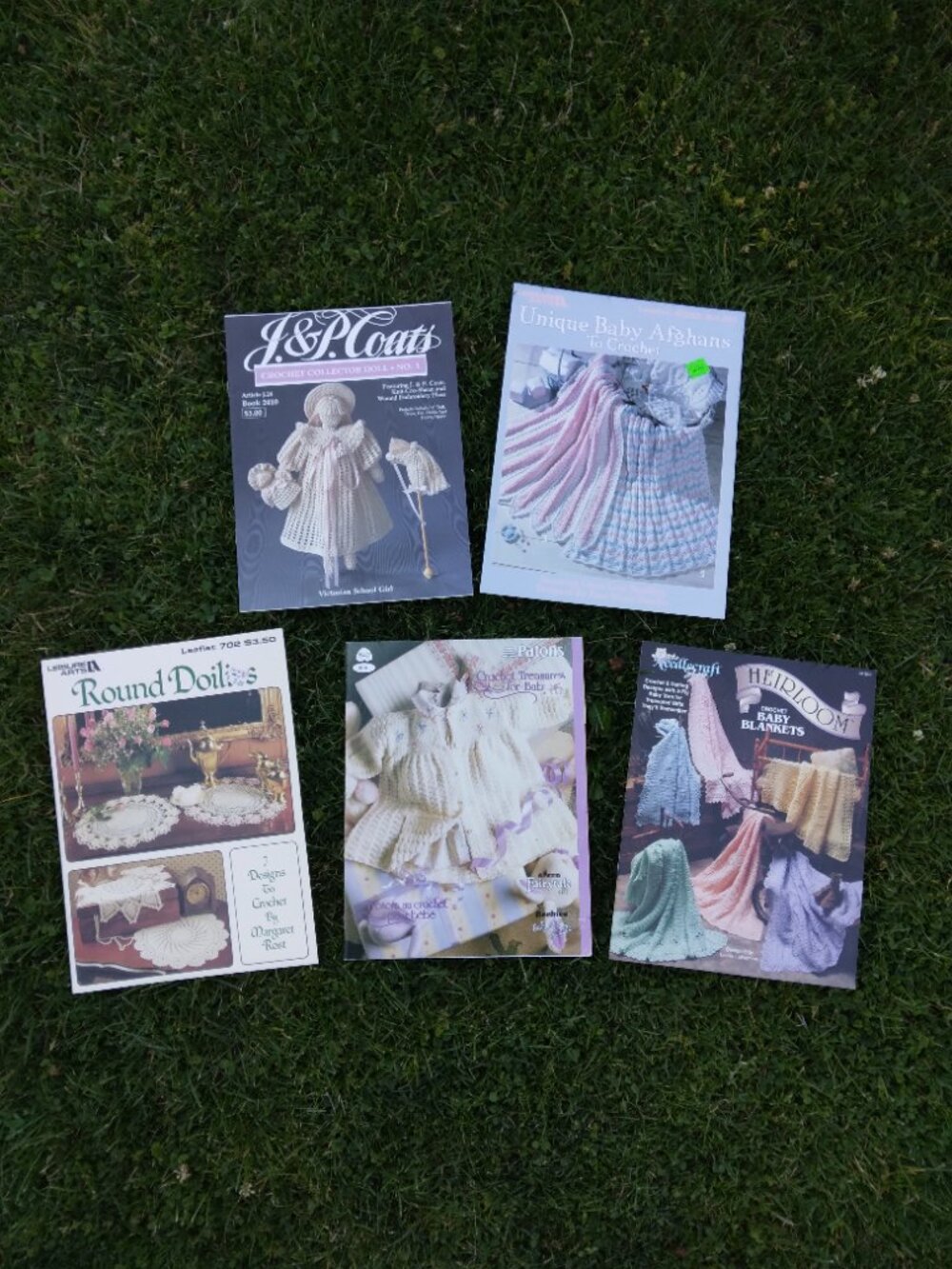 Vintage Crochet Books Lot of 5 Baby Doilies and Doll